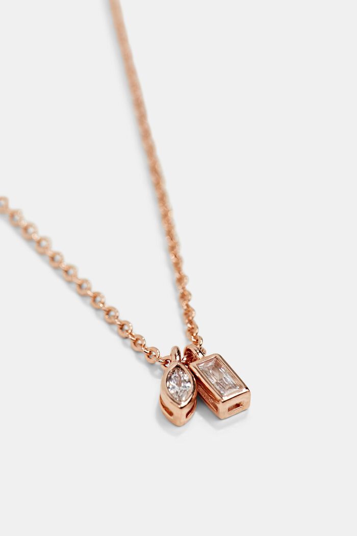 Collana con due ciondoli, argento sterling, ROSEGOLD, detail image number 1