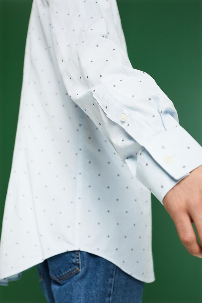 Camicia slim fit in cotone ricamato, PASTEL BLUE, detail image number 5
