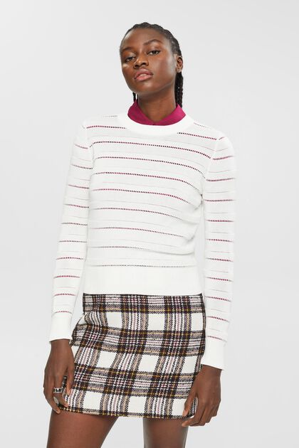 Pullover pointelle, OFF WHITE, overview