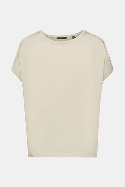 T-shirt senza maniche in tessuto misto, DUSTY GREEN, overview