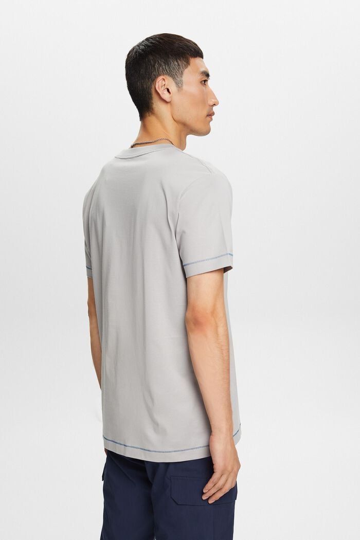 T-shirt a girocollo in jersey di 100% cotone, LIGHT GREY, detail image number 3