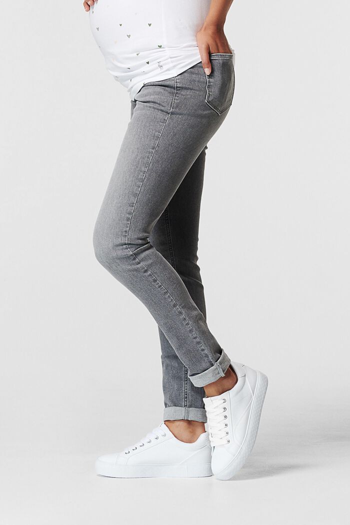 Jeans elasticizzati con fascia premaman, GREY DENIM, detail image number 2
