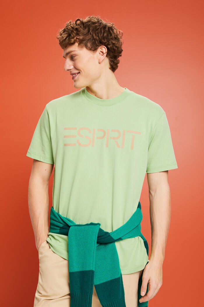 T-shirt unisex in jersey di cotone con logo, LIGHT GREEN, detail image number 0