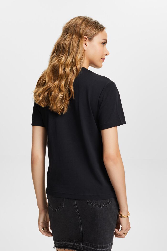 T-shirt girocollo, 100% cotone, BLACK, detail image number 3