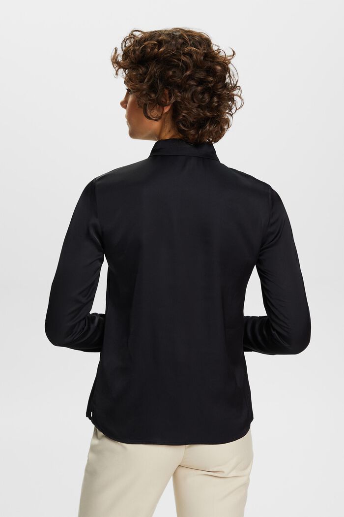 Blusa in raso a maniche lunghe, BLACK, detail image number 3