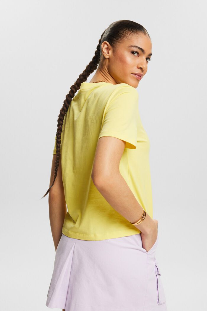 T-shirt in jersey con logo, PASTEL YELLOW, detail image number 2