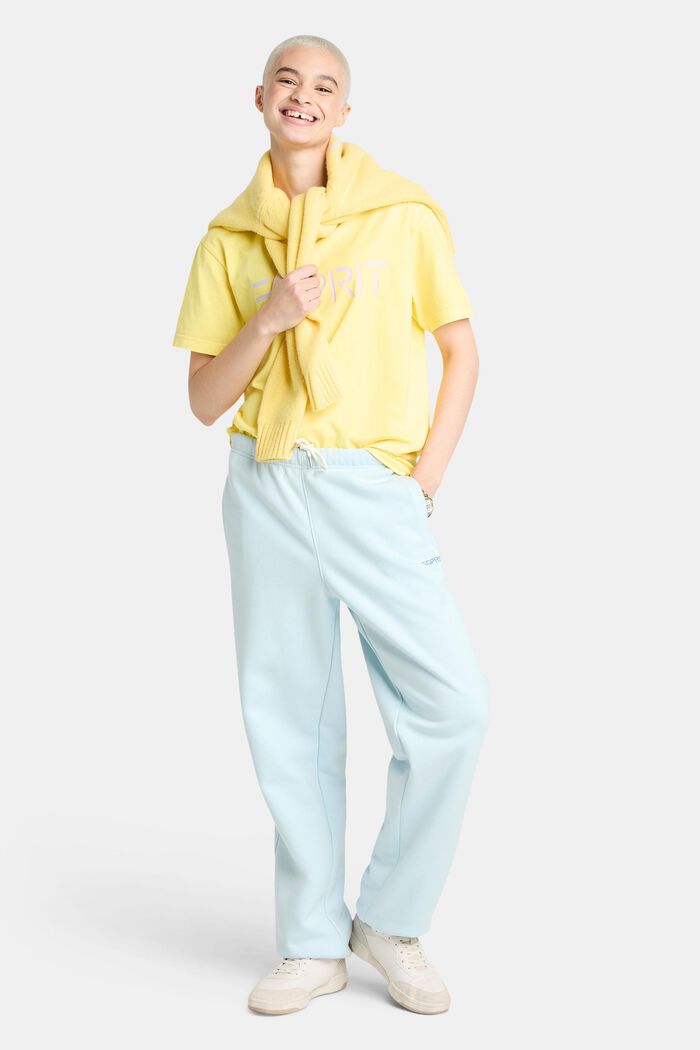 Pantaloni della tuta con logo in pile di cotone, unisex, PASTEL BLUE, detail image number 1