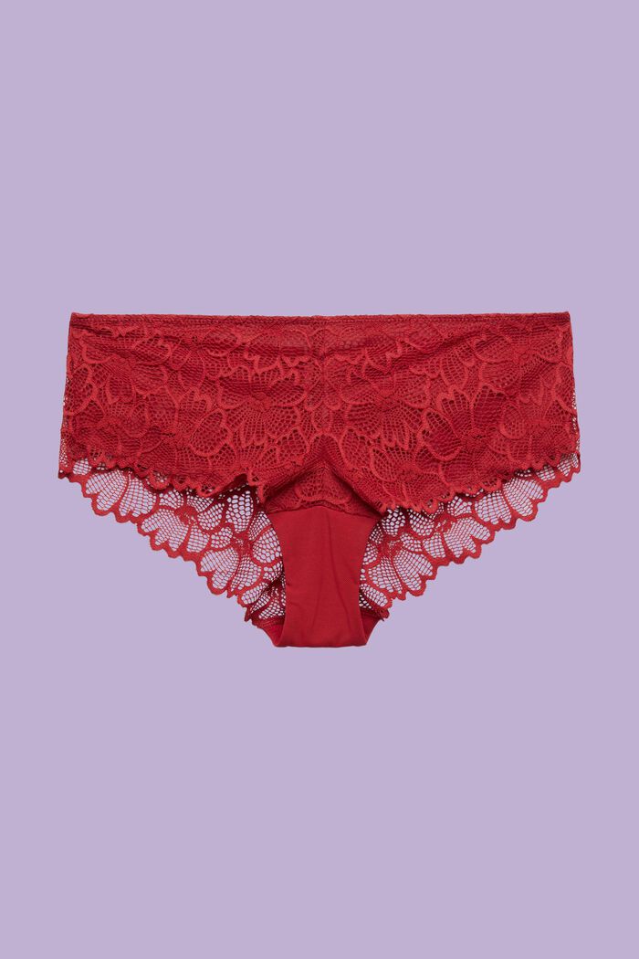 Culotte alla brasiliana in pizzo floreale, RED, detail image number 3