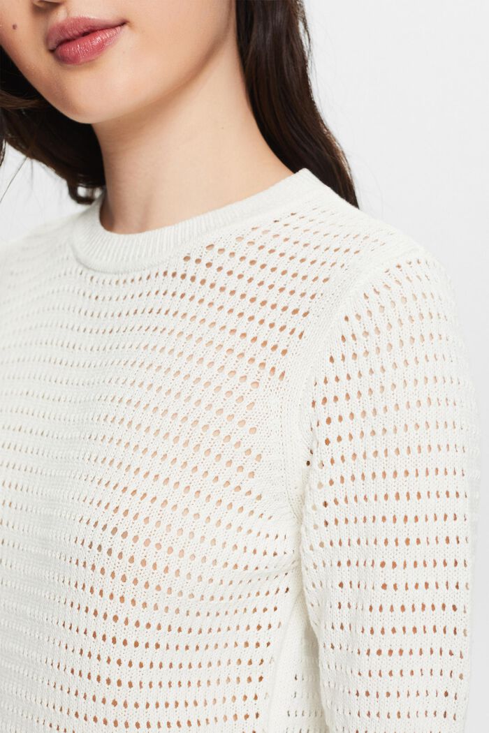 Pullover in mesh a manica corta, OFF WHITE, detail image number 3