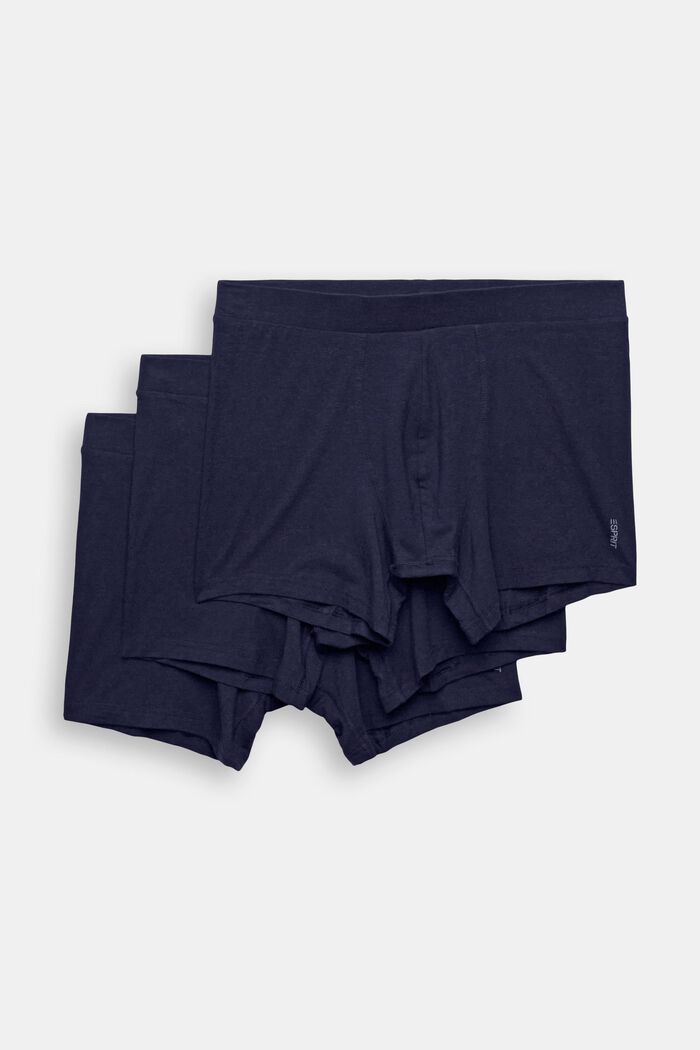 Shorts da uomo lunghi in misto cotone elasticizzato, confezione multipla, NAVY, detail image number 1