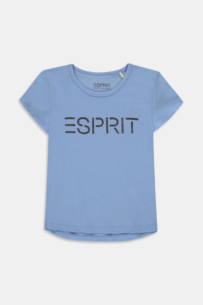 T-shirt elasticizzata con stampa del logo luccicante, BRIGHT BLUE, overview