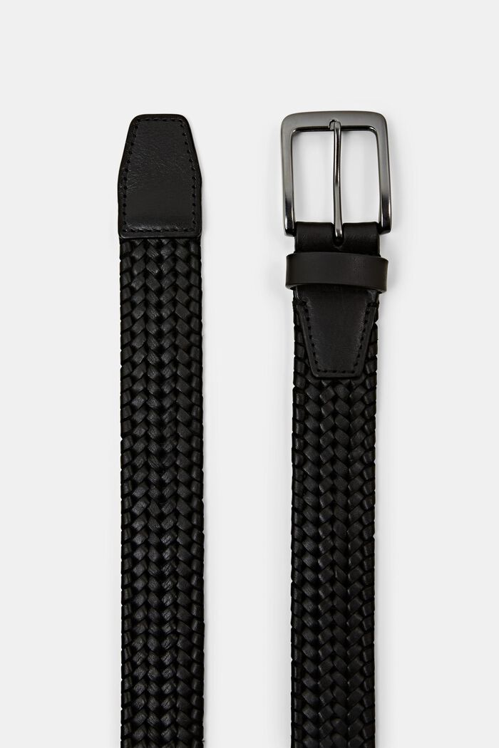 Cintura in pelle intrecciata, BLACK, detail image number 1