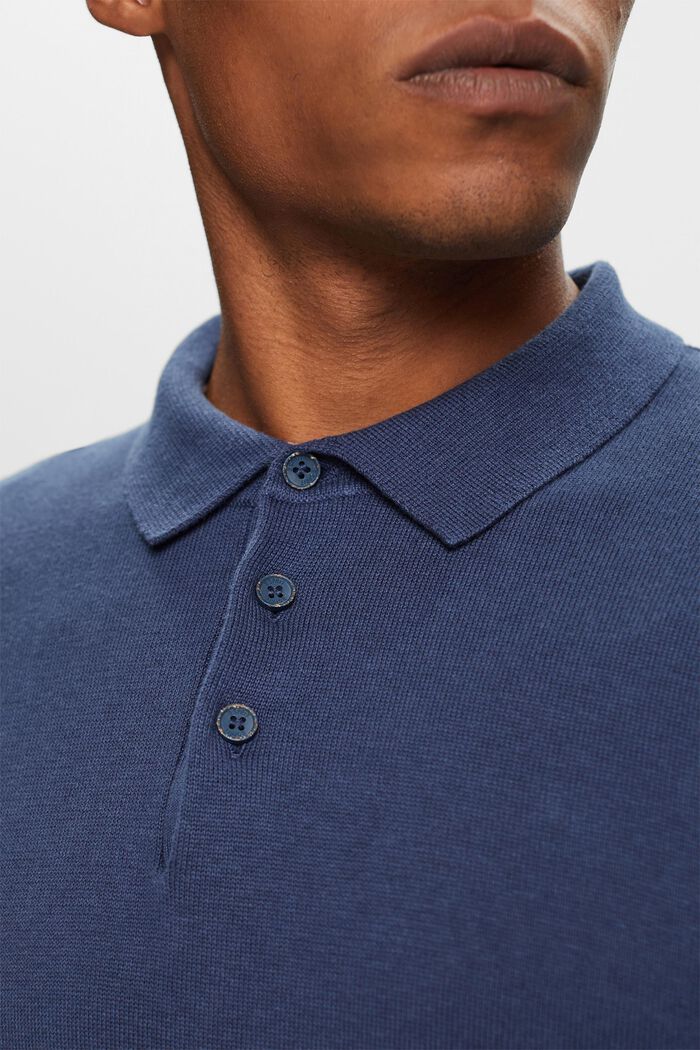 Pullover a maglia con colletto da polo, TENCEL™, GREY BLUE, detail image number 2