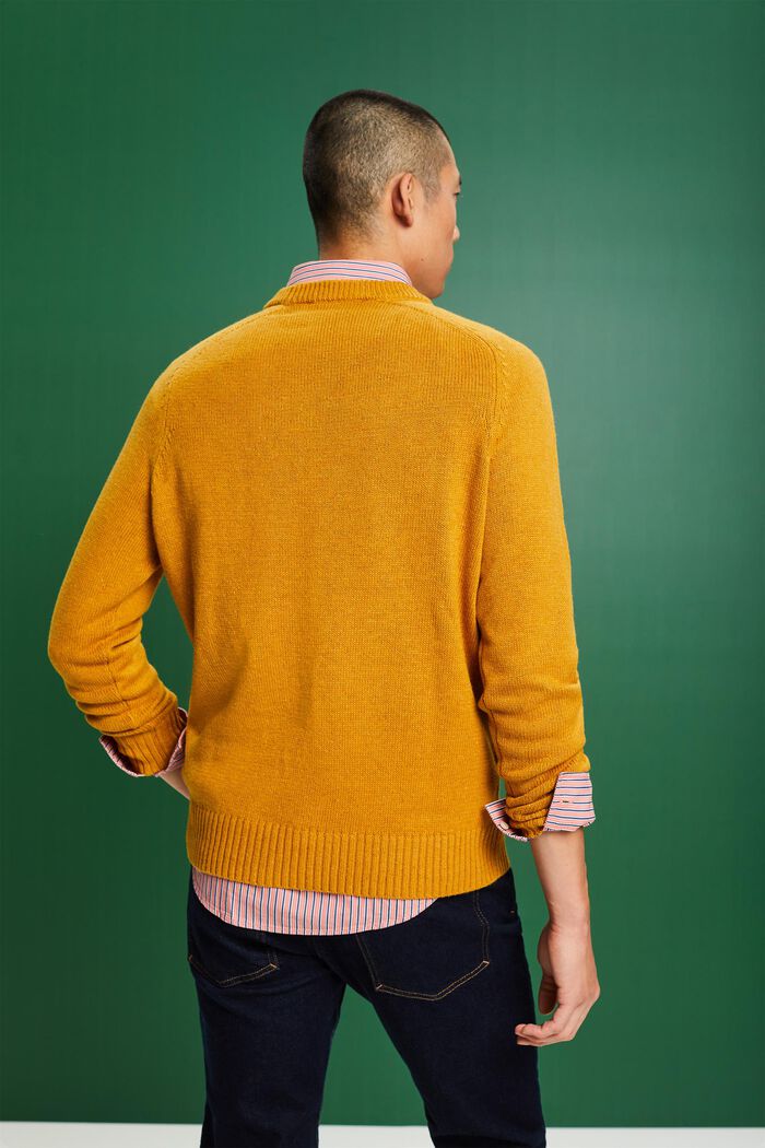 Pullover girocollo a neps, AMBER YELLOW, detail image number 3