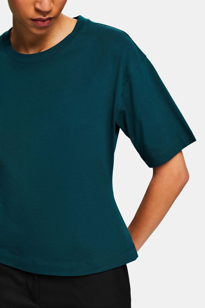 T-shirt sciancrata con girocollo, DARK TEAL GREEN, detail image number 2