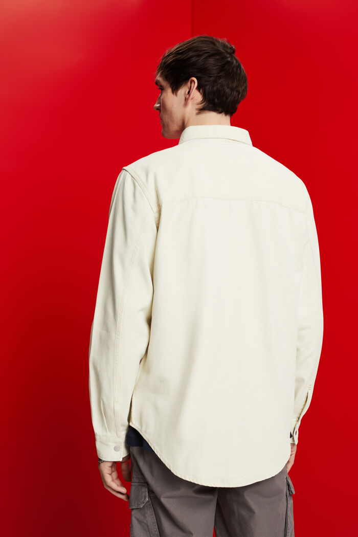 Overshirt in twill, 100% cotone, BEIGE, detail image number 3
