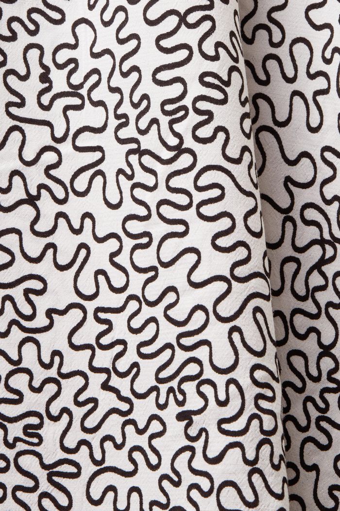 Blusa in crêpe con stampa e scollo a V, OFF WHITE, detail image number 5