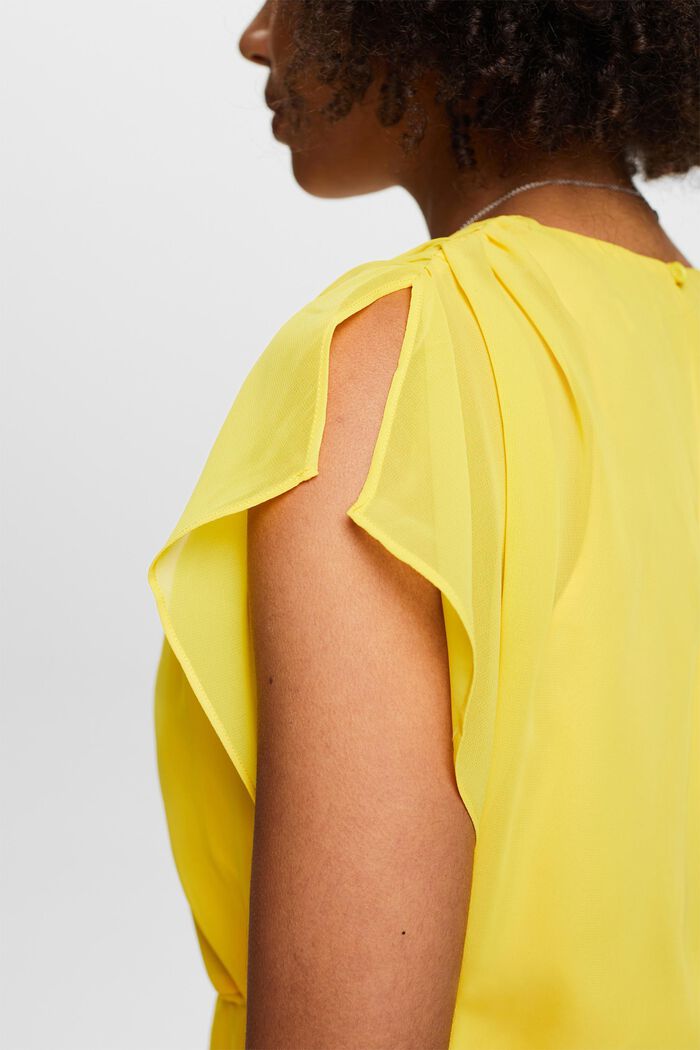 Blusa in chiffon con coulisse, YELLOW, detail image number 2