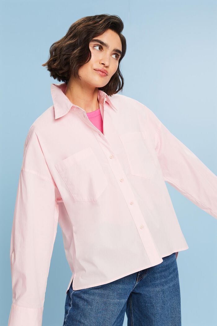 Camicia button-up in popeline di cotone, PASTEL PINK, detail image number 4