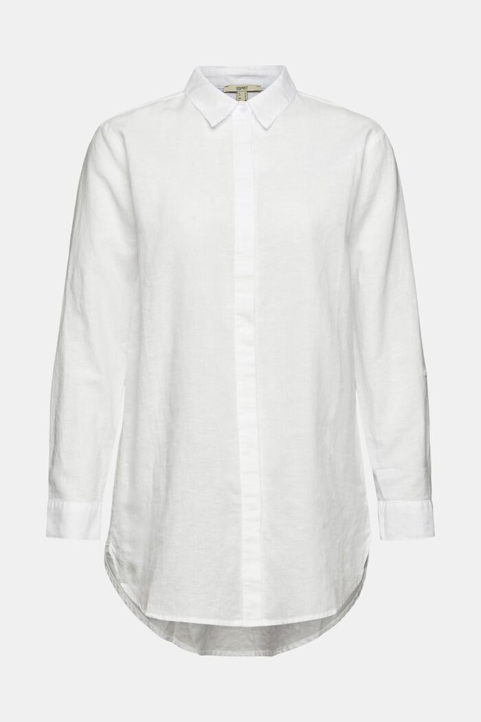 Blusa oversize in misto lino, WHITE, detail image number 2