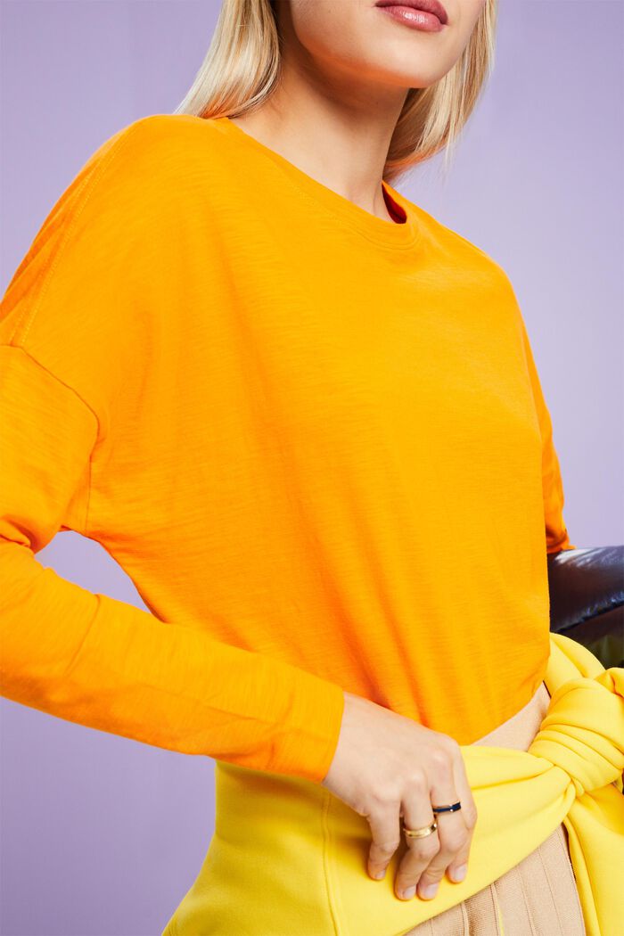 Maglia basic a maniche lunghe in jersey, GOLDEN ORANGE, detail image number 3