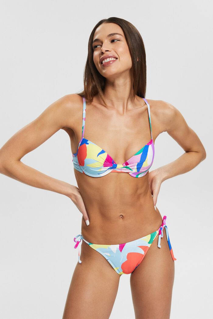 In materiale riciclato: top da bikini con motivo colorato, VIOLET, detail image number 0