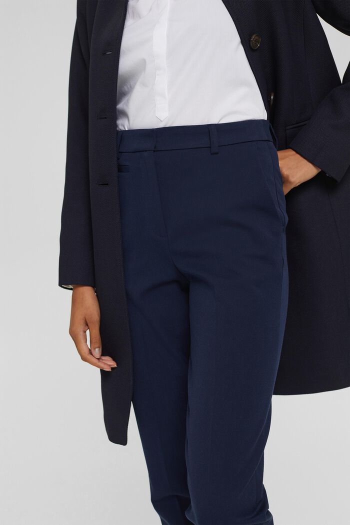 Pantaloni stretch in misto cotone, NAVY, detail image number 2