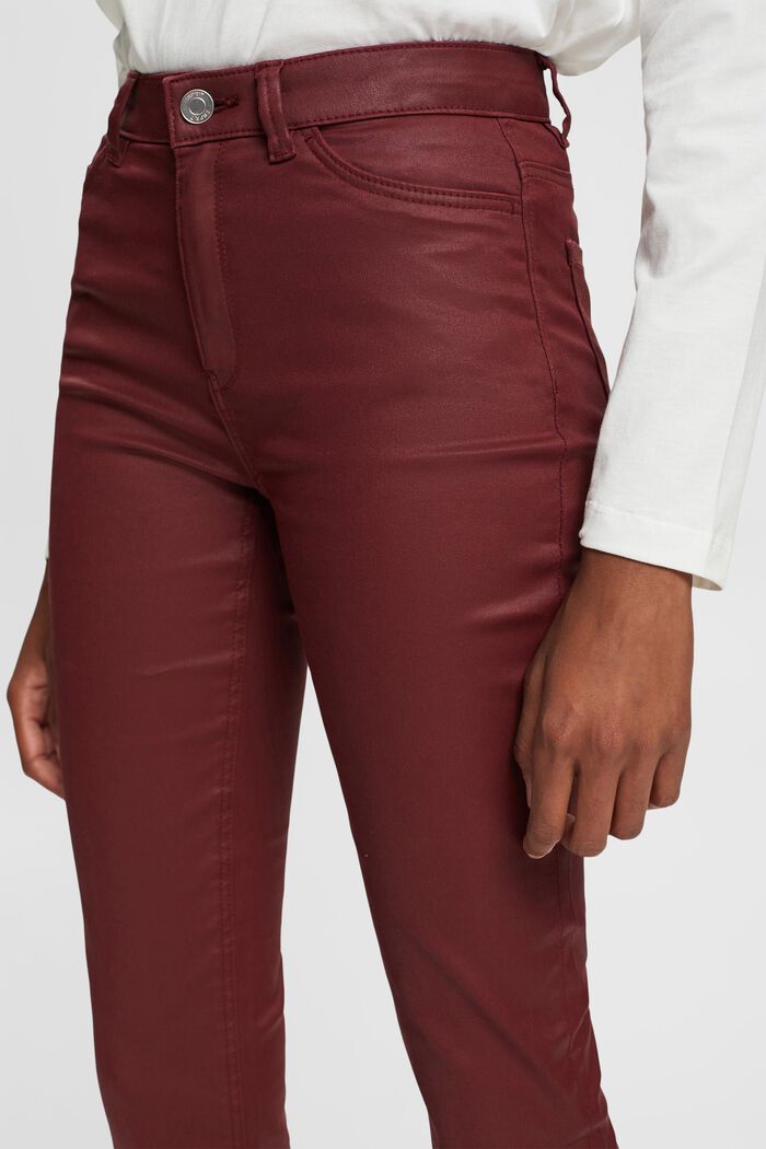 Pantaloni Slim Fit a vita alta in similpelle, BORDEAUX RED, detail image number 2