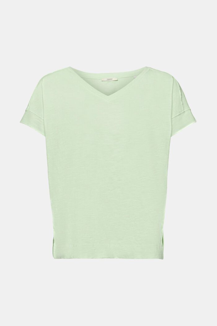 T-shirt in cotone con scollo a V, CITRUS GREEN, detail image number 5