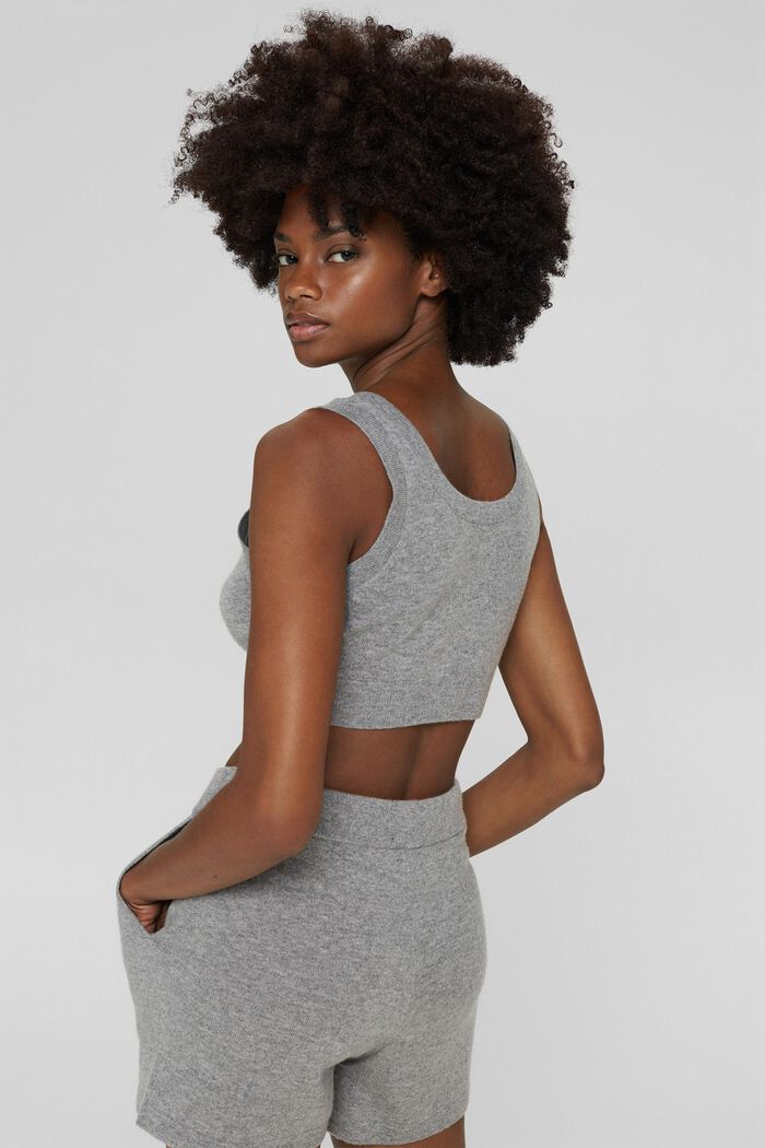 Con cashmere: crop top in maglia, MEDIUM GREY, detail image number 3