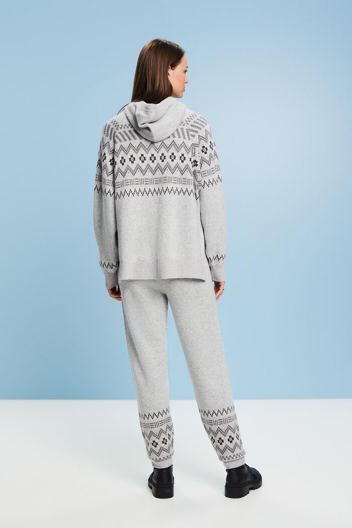 Pantaloni in maglia di misto lana e cashmere con motivo norvegese, LIGHT GREY, detail image number 2