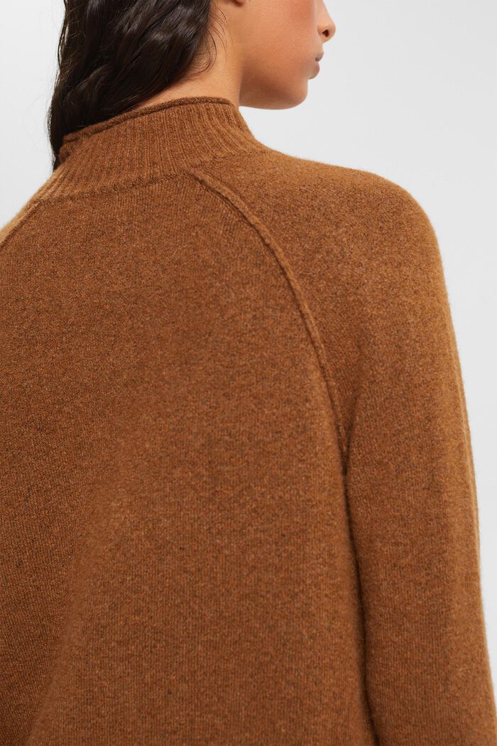 Pullover in maglia misto lana con collo a lupetto, TOFFEE, detail image number 0