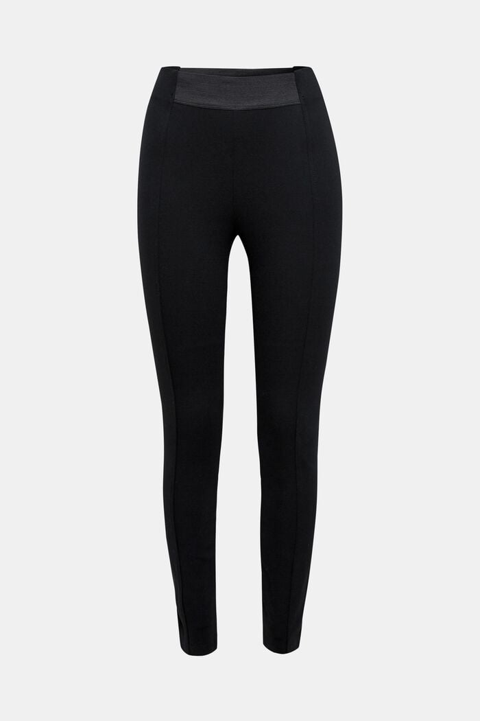 Pantaloni stretch in jersey punto, BLACK, detail image number 0