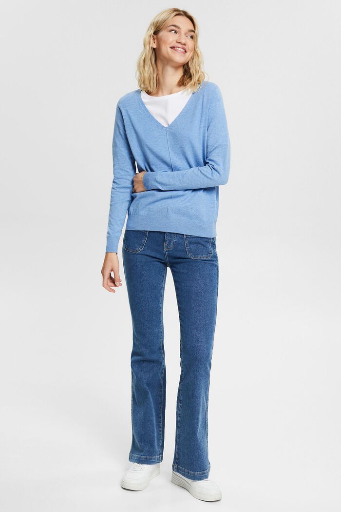 Pullover in maglia sottile in 100% cotone, LIGHT BLUE LAVENDER, detail image number 0