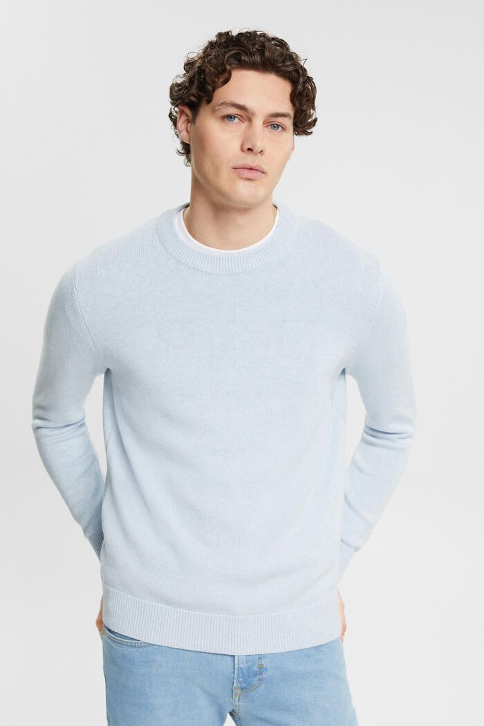 Pullover a maglia in cotone sostenibile, PASTEL BLUE, detail image number 0