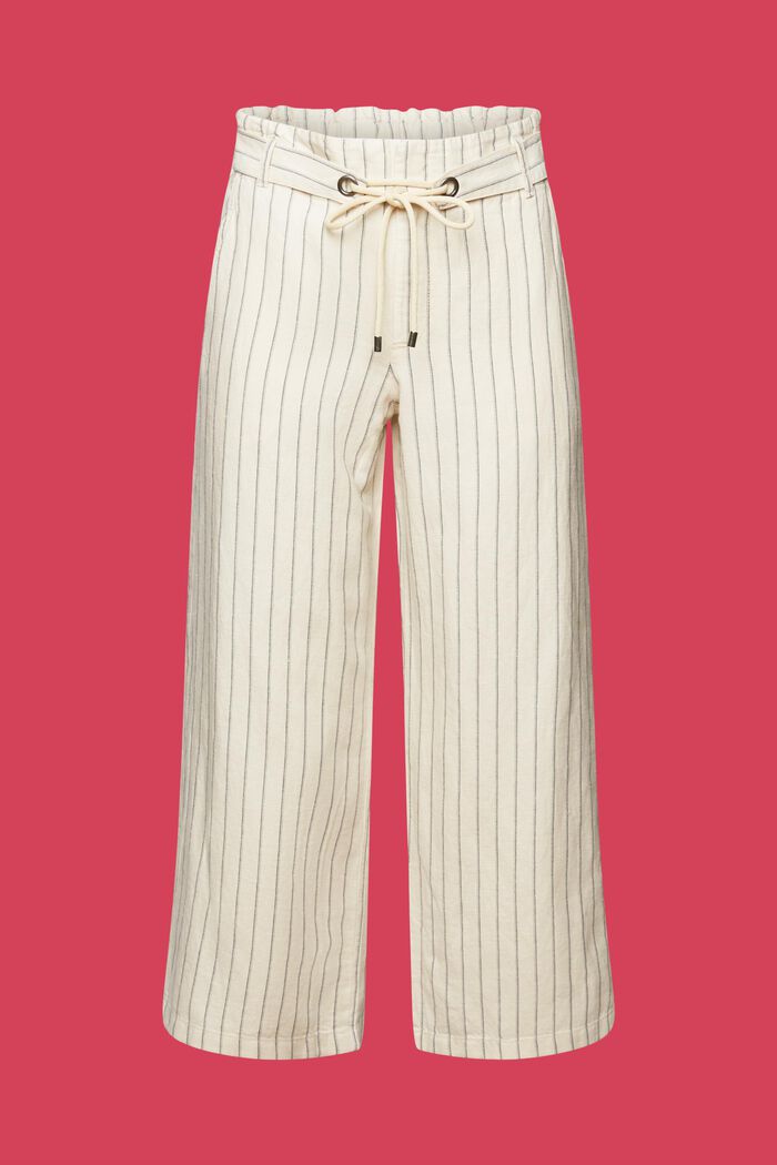 Pantaloni culotte con cintura da annodare, misto cotone e lino, ICE, detail image number 7