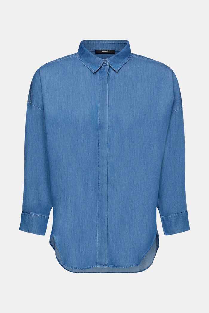 Blusa in denim di cotone, BLUE MEDIUM WASHED, detail image number 6