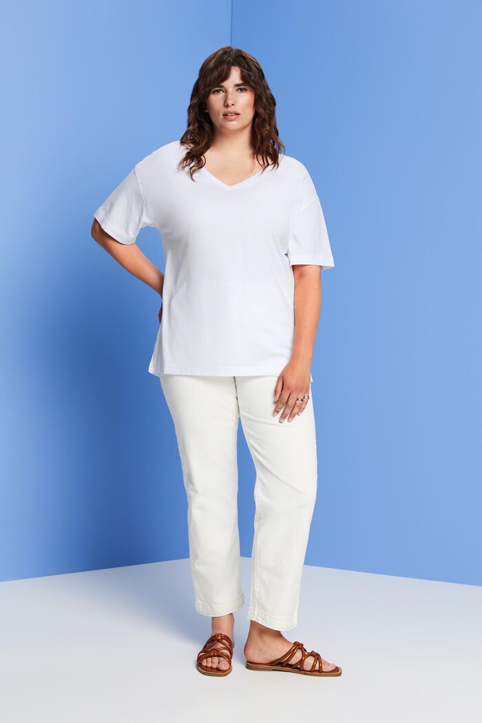 CURVY T-shirt con scollo a V, TENCEL™, WHITE, detail image number 4