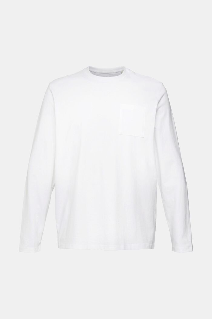 Maglia a maniche lunghe in jersey, 100% cotone, WHITE, overview
