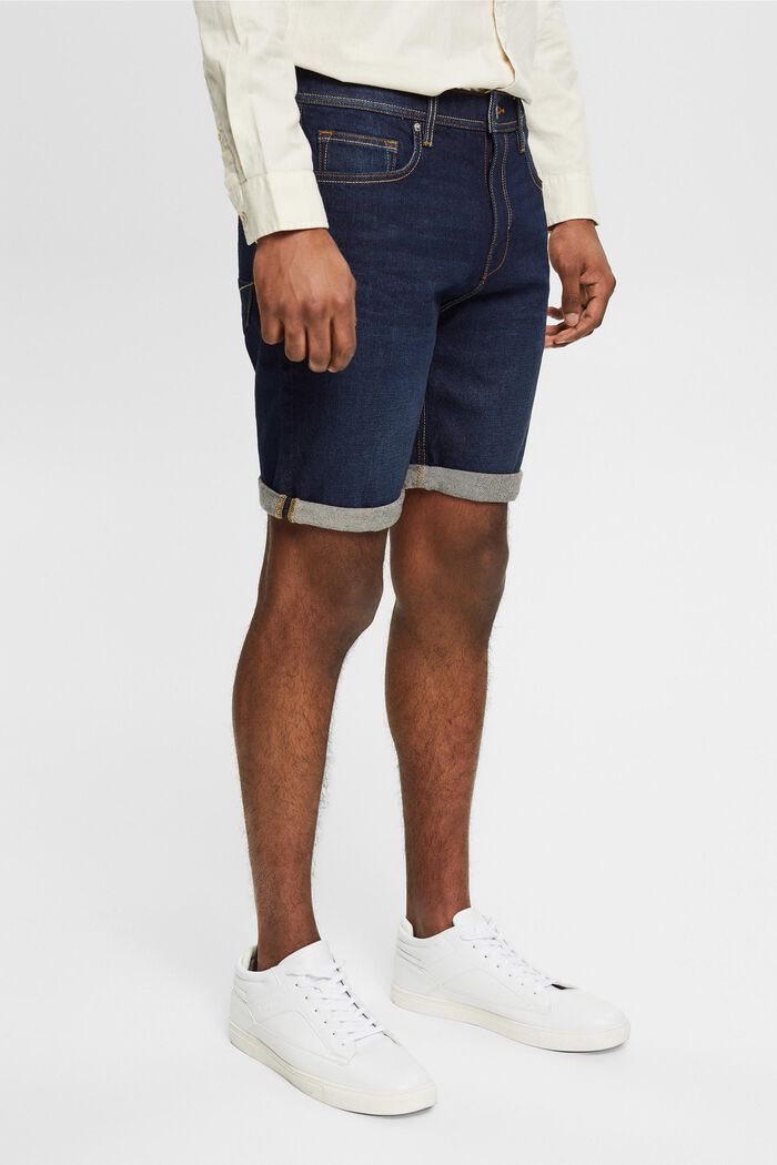 Shorts in jeans di cotone, BLUE DARK WASHED, detail image number 0