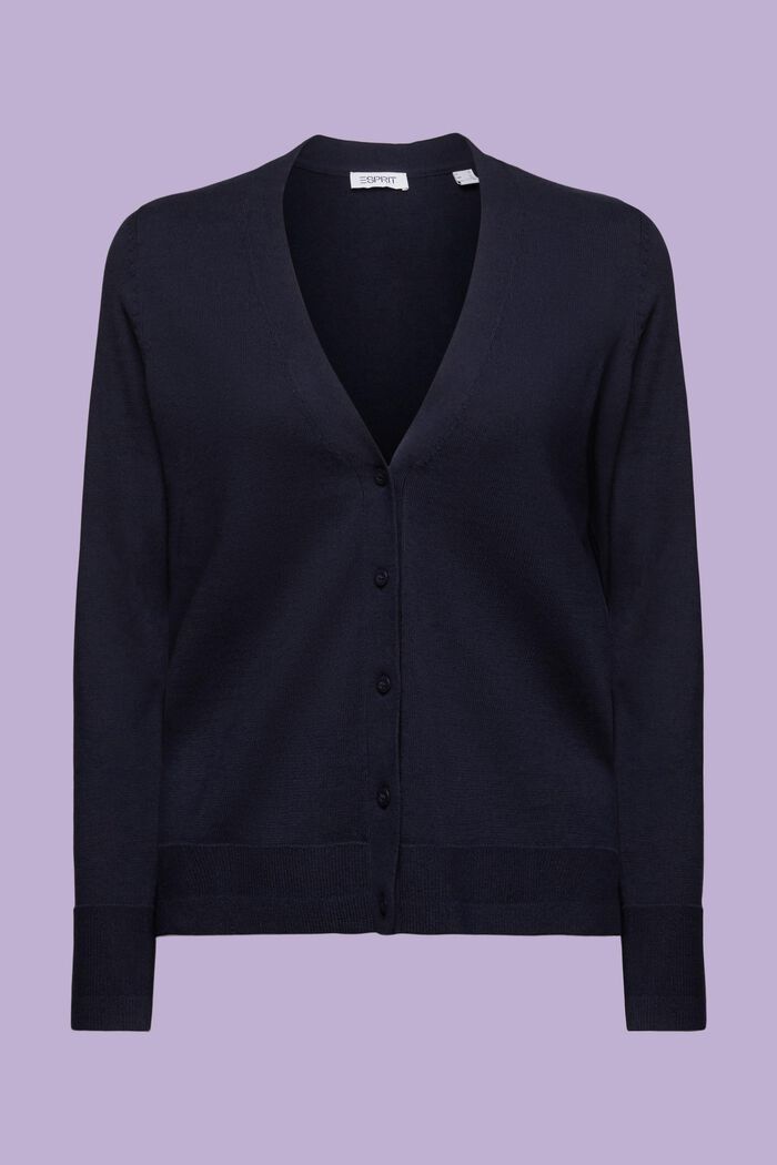 Cardigan in cotone con scollo a V, NAVY, detail image number 7