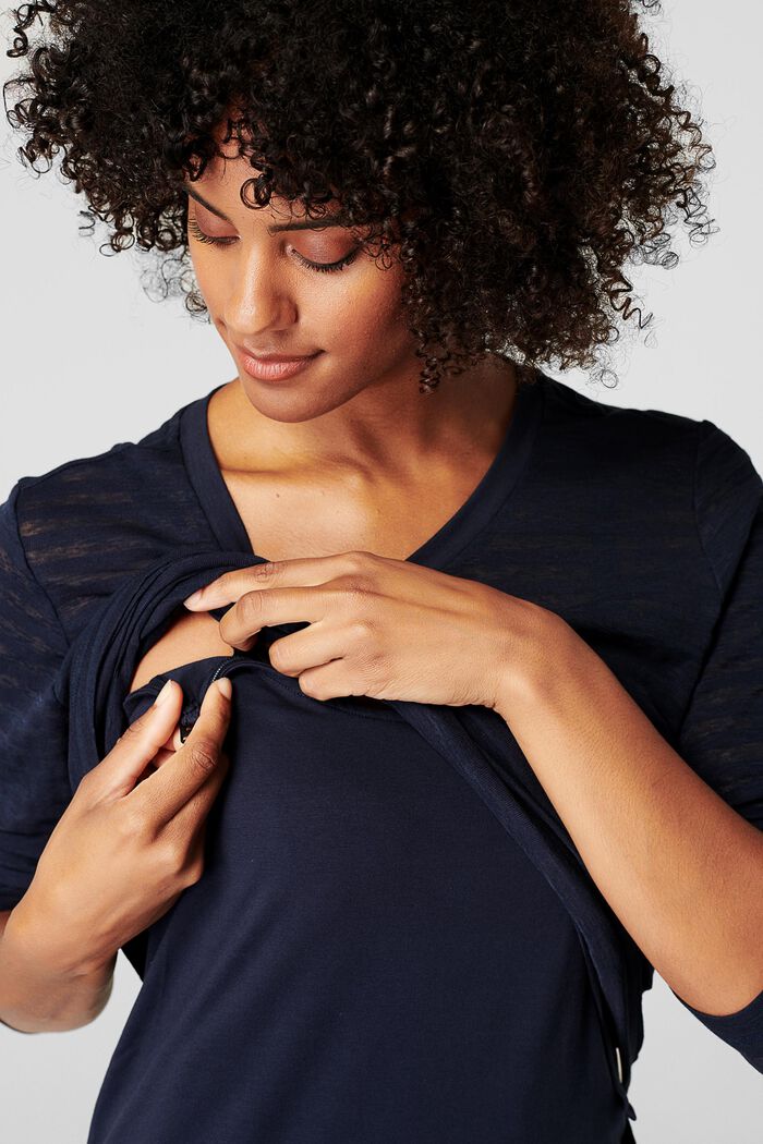 Maglia da allattamento a maniche lunghe con effetto dévoré, NIGHT SKY BLUE, detail image number 1