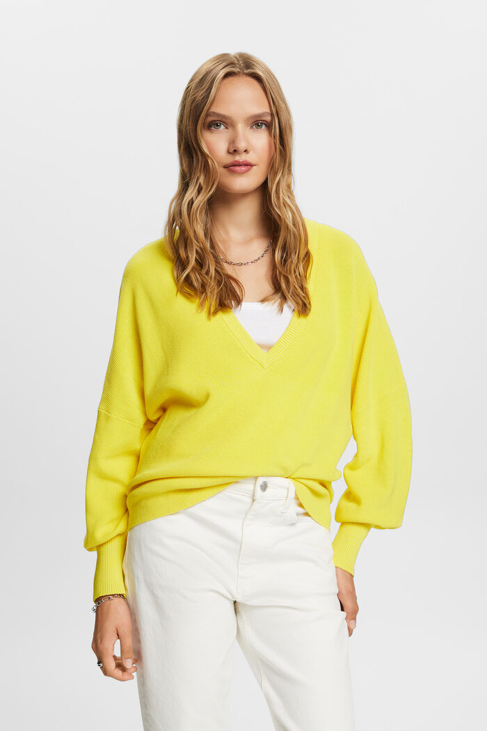 Pullover pipistrello, 100% cotone, LIGHT YELLOW, detail image number 0