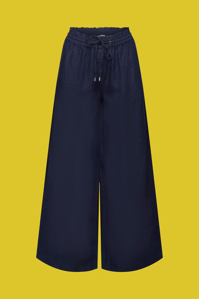 Pantaloni di lino dalla vestibilità ampia, NAVY, detail image number 7