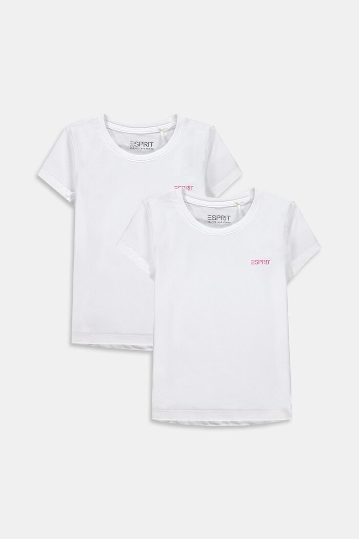 Confezione doppia di t-shirt in cotone stretch, WHITE, detail image number 0