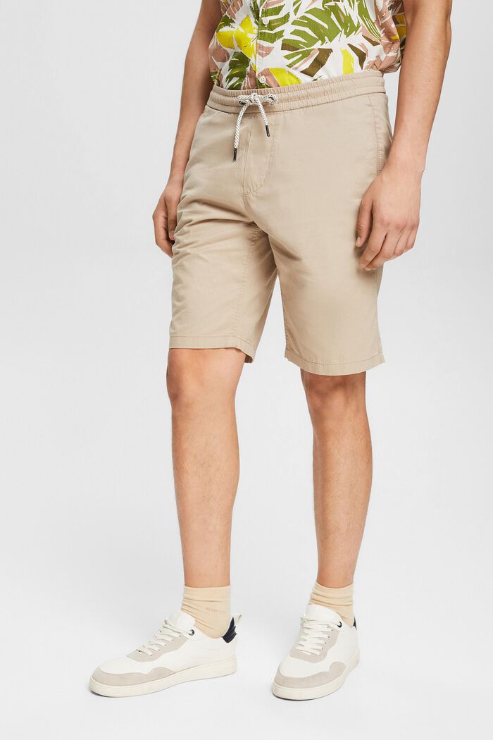 Shorts con vita elastica, 100% cotone, LIGHT BEIGE, detail image number 0