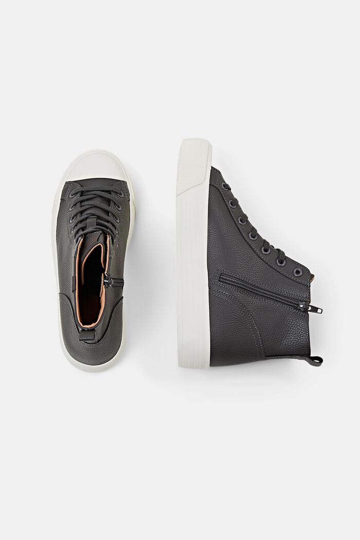 Sneakers con plateau in similpelle, DARK GREY, detail image number 5