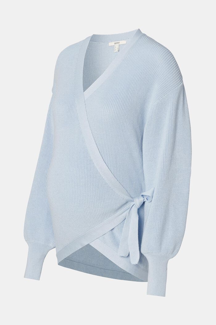 Cardigan in maglia incrociato, LIGHT BLUE, detail image number 4