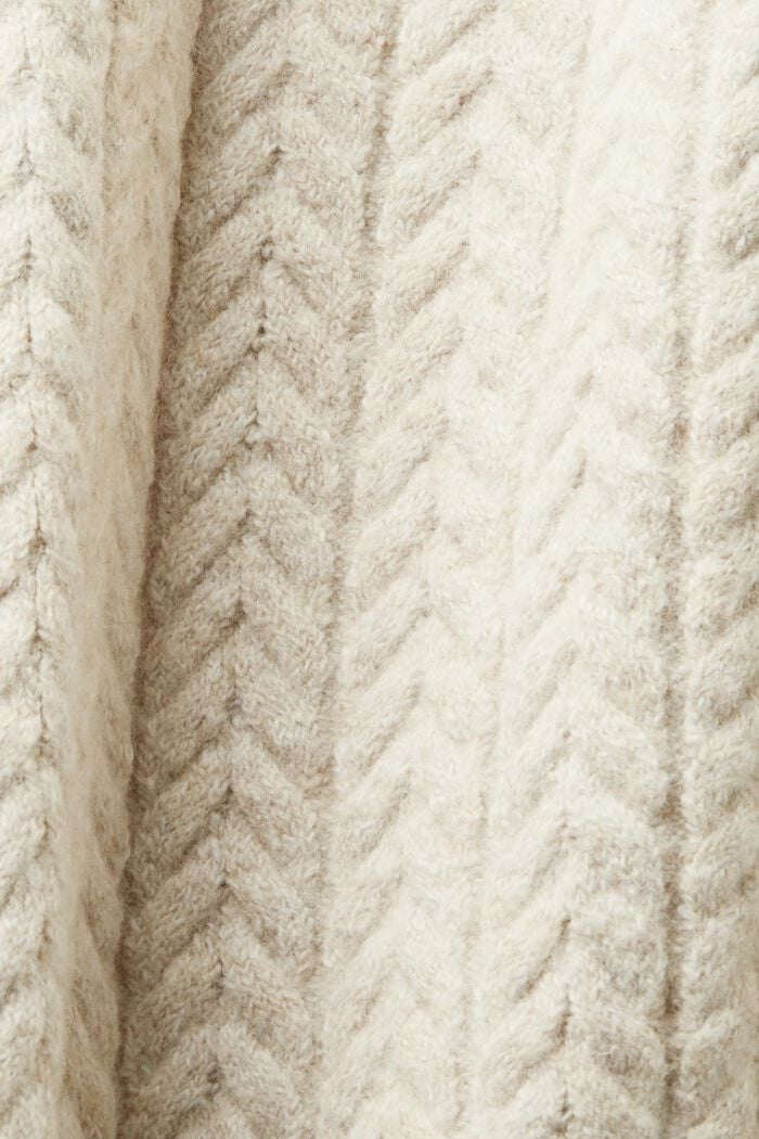 Pullover a girocollo in maglia intrecciata melange, OFF WHITE, detail image number 5