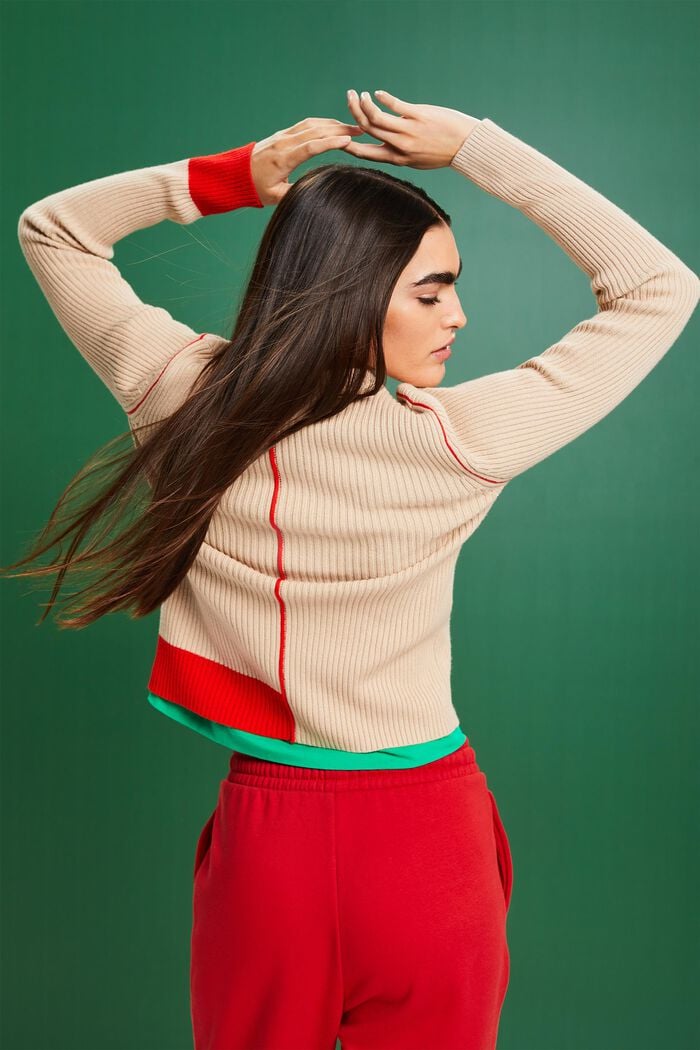 Pullover in maglia a coste, BEIGE, detail image number 2